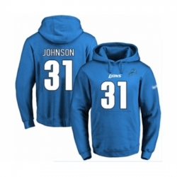 Football Mens Detroit Lions 31 Ty Johnson Blue Name Number Pullover Hoodie