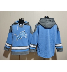 Men Detroit Lions Blank Blue Ageless Must Have Lace Up Pullover Hoodie