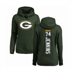 Football Womens Green Bay Packers 74 Elgton Jenkins Green Backer Hoodie