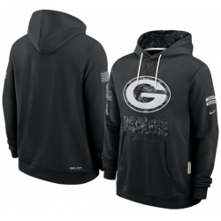 Men Green Bay Packers Black 2026 Salute to Service Sideline Dri FIT Pullover Hoodie