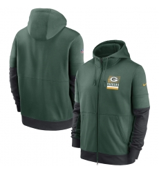 Men Green Bay Packers New 2020 Nike Green Black Fan Gear Mascot Performance Full Zip Hoodie