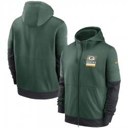 Men Green Bay Packers New 2020 Nike Green Black Fan Gear Mascot Performance Full Zip Hoodie