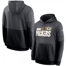 Men Green Bay Packers Nike Sideline Impact Lockup Performance Pullover Hoodie Charcoal Black