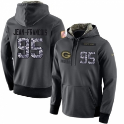 NFL Mens Nike Green Bay Packers 95 Ricky Jean Francois Stitched Black Anthracite Salute to Service Player Performance Hoodie