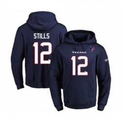 Football Mens Houston Texans 12 Kenny Stills Navy Blue Name Number Pullover Hoodie