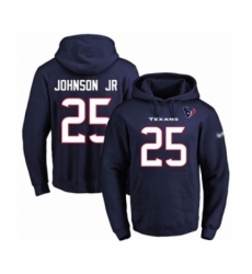 Football Mens Houston Texans 25 Duke Johnson Jr Navy Blue Name Number Pullover Hoodie