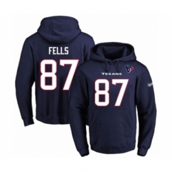 Football Mens Houston Texans 87 Darren Fells Navy Blue Name Number Pullover Hoodie