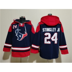 Men Houston Texans 24 Derek Stingley Jr  Navy Ageless Must Have Lace Up Pullover Hoodie