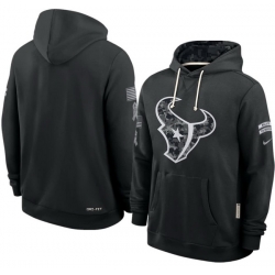 Men Houston Texans Black 2026 Salute to Service Sideline Dri FIT Pullover Hoodie