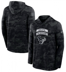 Men Houston Texans Black 2026 Salute to Service Sideline Lightweight Hoodie Dri FIT Long Sleeve Top