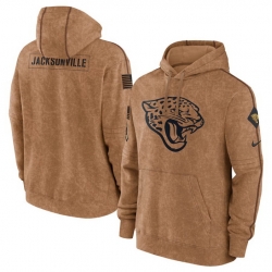 Men Jacksonville Jaguars 2023 Brown Salute To Service Pullover Hoodie