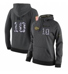 NFL Womens Nike Kansas City Chiefs 10 Tyreek Hill Stitched Black Anthracite Salute to Service Player Performance Hoodie