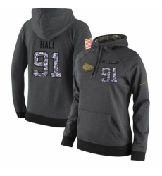 NFL Womens Nike Kansas City Chiefs 91 Tamba Hali Stitched Black Anthracite Salute to Service Player Performance Hoodie