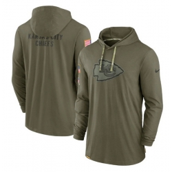 Men Kansas City Chiefs 2022 Olive Salute To Service Tonal Pullover Hoodie