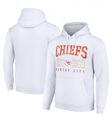 Men Kansas City Chiefs White Throwback Logo Pullover Hoodie