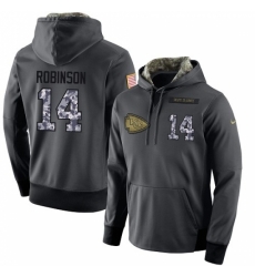 NFL Mens Nike Kansas City Chiefs 14 Demarcus Robinson Stitched Black Anthracite Salute to Service Player Performance Hoodie