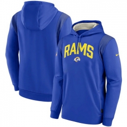 Men Los Angeles Rams Royal Sideline Stack Performance Pullover Hoodie 001