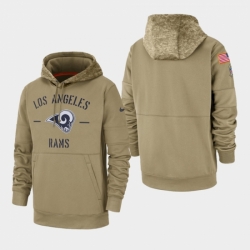 Mens Los Angeles Rams Tan 2019 Salute to Service Sideline Therma Pullover Hoodie