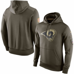 NFL Mens Los Angeles Rams Nike Olive Salute To Service KO Performance Hoodie