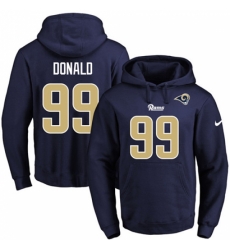 NFL Mens Nike Los Angeles Rams 99 Aaron Donald Navy Blue Name Number Pullover Hoodie