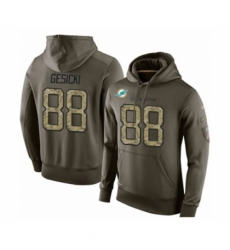 Football Miami Dolphins 88 Mike Gesicki Green Salute To Service Mens Pullover Hoodie