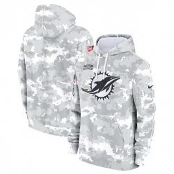 Men Miami Dolphins 2024 Arctic Camo Salute To Service Club Fleece Pullover Stitched Hoodie