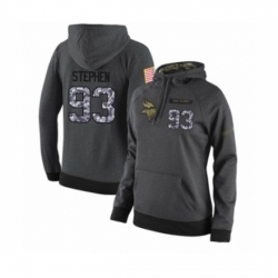 Football Womens Minnesota Vikings 93 Shamar Stephen Stitched Black Anthracite Salute to Service Player Performance Hoodie