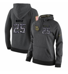 NFL Womens Nike Minnesota Vikings 25 Latavius Murray Stitched Black Anthracite Salute to Service Player Performance Hoodie