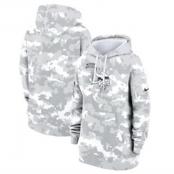 Women Minnesota Vikings 2024 Arctic Camo Salute To Service Club Fleece Pullover Hoodie