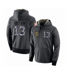 Football Mens Minnesota Vikings 13 Josh Doctson Stitched Black Anthracite Salute to Service Player Performance Hoodie