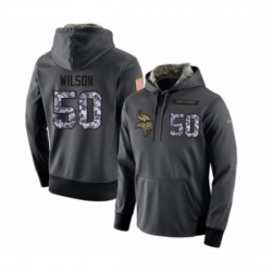 Football Mens Minnesota Vikings 50 Eric Wilson Stitched Black Anthracite Salute to Service Player Performance Hoodie