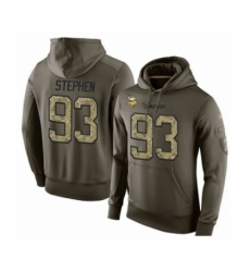 Football Mens Minnesota Vikings 93 Shamar Stephen Green Salute To Service Pullover Hoodie