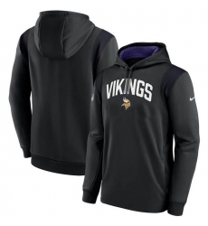 Men Minnesota Vikings Black Sideline Stack Performance Pullover Hoodie 002