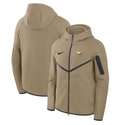 Men Minnesota Vikings Tan Tech Fleece Full Zip Windrunner Hoodie