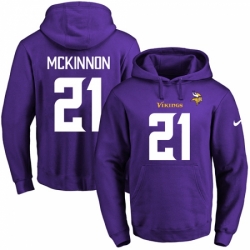 NFL Mens Nike Minnesota Vikings 21 Jerick McKinnon Purple Name Number Pullover Hoodie