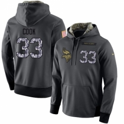 NFL Mens Nike Minnesota Vikings 33 Dalvin Cook Stitched Black Anthracite Salute to Service Player Performance Hoodie