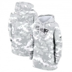 Women New England Patriots 2024 Arctic Camo Salute To Service Club Fleece Pullover Hoodie