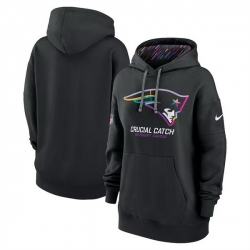 Women New England Patriots Black 2024 Crucial Catch Club Pullover Hoodie