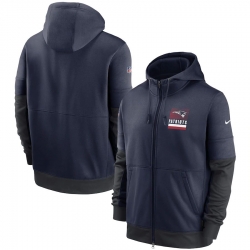 Men New England Patriots Nike Sideline Impact Lockup Performance Full Zip Hoodie Navy