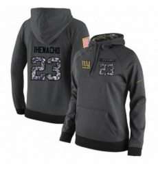 NFL Womens Nike New York Giants 23 Duke Ihenacho Stitched Black Anthracite Salute to Service Player Performance Hoodie