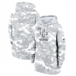 Women New Orleans Saints 2024 Arctic Camo Salute To Service Club Fleece Pullover Hoodie