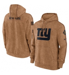 Men New York Giants 2023 Brown Salute To Service Pullover Hoodie