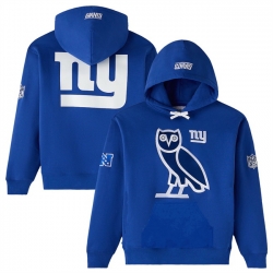 Men New York Giants Royal OVO Scarlet Icon Team Pullover Hoodie