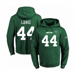 Football Mens New York Jets 44 Harvey Langi Green Name Number Pullover Hoodie