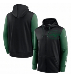 Men New York Jets Black Green Fan Gear Mascot Performance Full Zip Hoodie