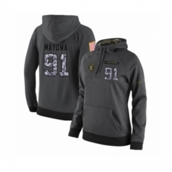 Football Womens Oakland Raiders 91 Benson Mayowa Stitched Black Anthracite Salute to Service Player Performance Hoodie