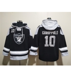 Men Las Vegas Raiders 10 Jimmy Garoppolo Black Ageless Must Have Lace Up Pullover Hoodie