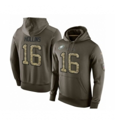 Football Mens Philadelphia Eagles 16 Mack Hollins Green Salute To Service Pullover Hoodie