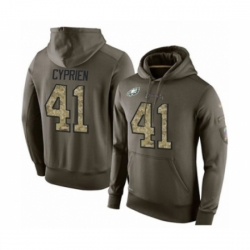 Football Mens Philadelphia Eagles 41 Johnathan Cyprien Green Salute To Service Pullover Hoodie