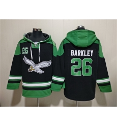 Men Philadelphia Eagles 26 Saquon Barkley Black Ageless Must Have Lace Up Pullover Hoodie